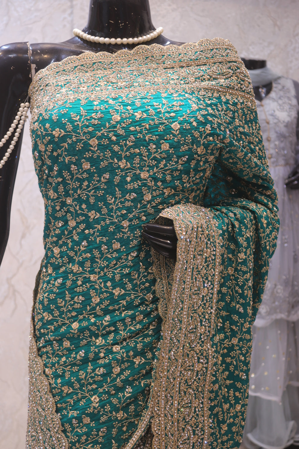 "The Royal Peacock Green" Premium Designer Saree