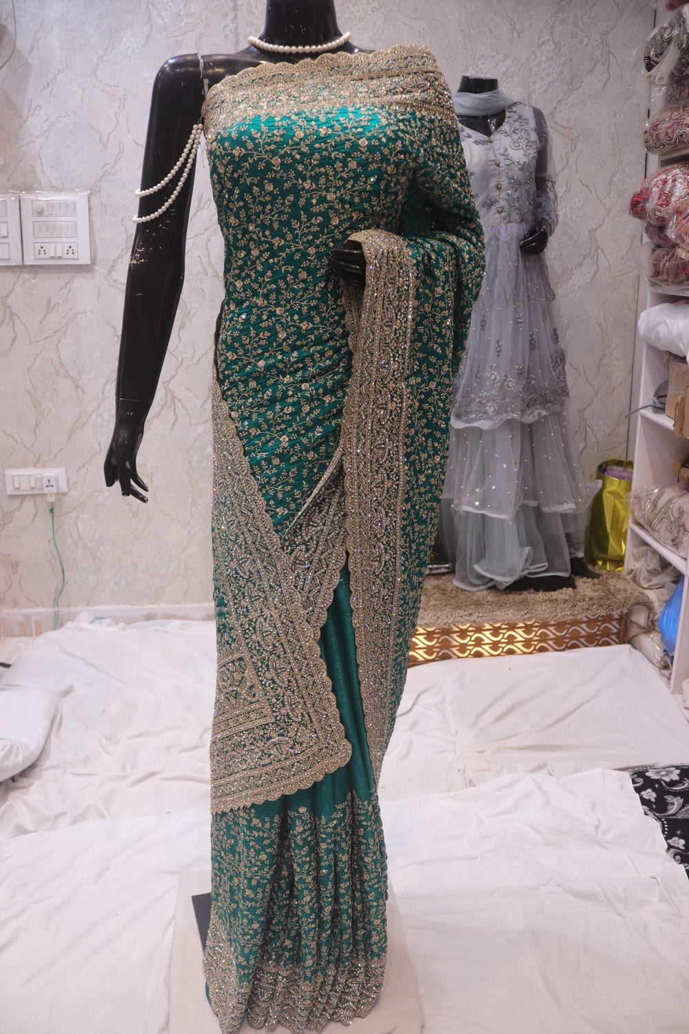 "The Royal Peacock Green" Premium Designer Saree