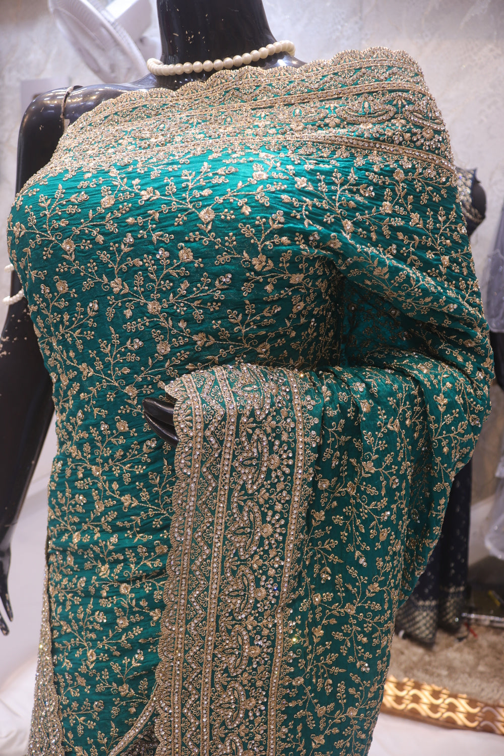 "The Royal Peacock Green" Premium Designer Saree