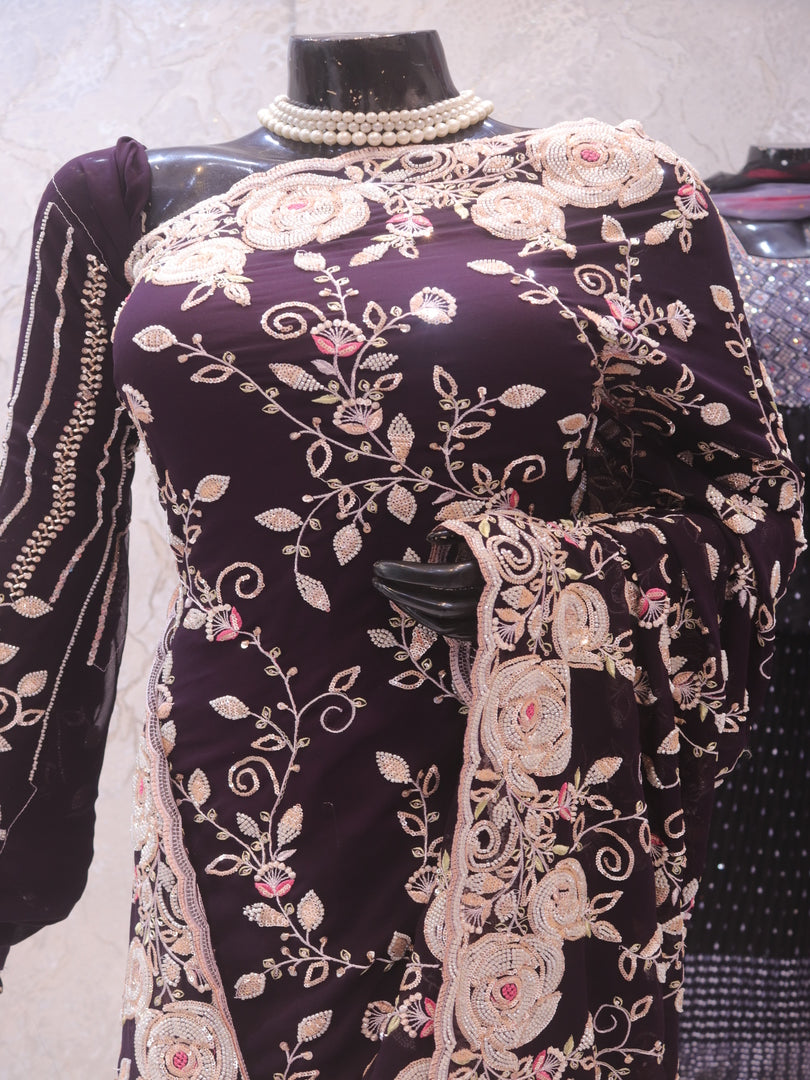 “The Deep Wine” Premium Designer Saree