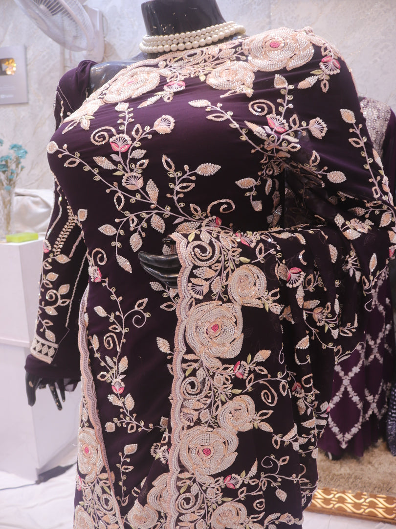 “The Deep Wine” Premium Designer Saree