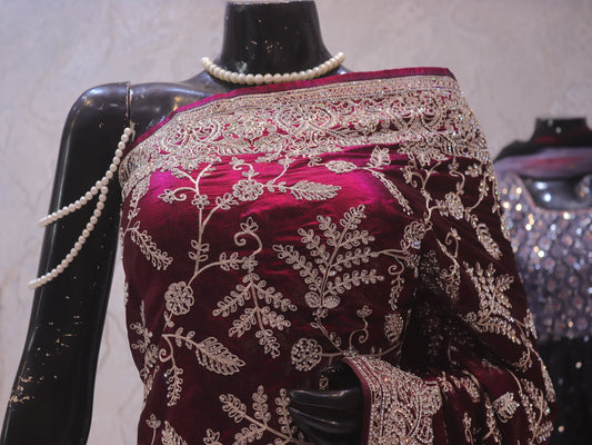 “The Wine Crystals” Premium Designer Saree