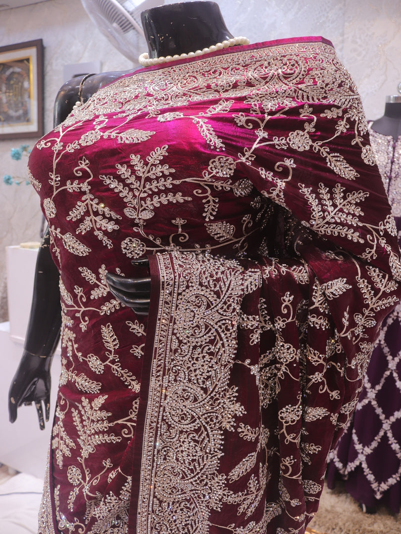 “The Wine Crystals” Premium Designer Saree
