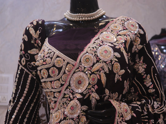 “The Elegant Deep Wine” Premium Designer Saree