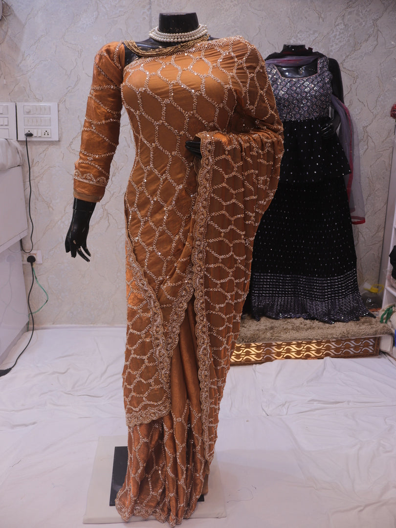 The Metallic Copper Premium Designer Saree