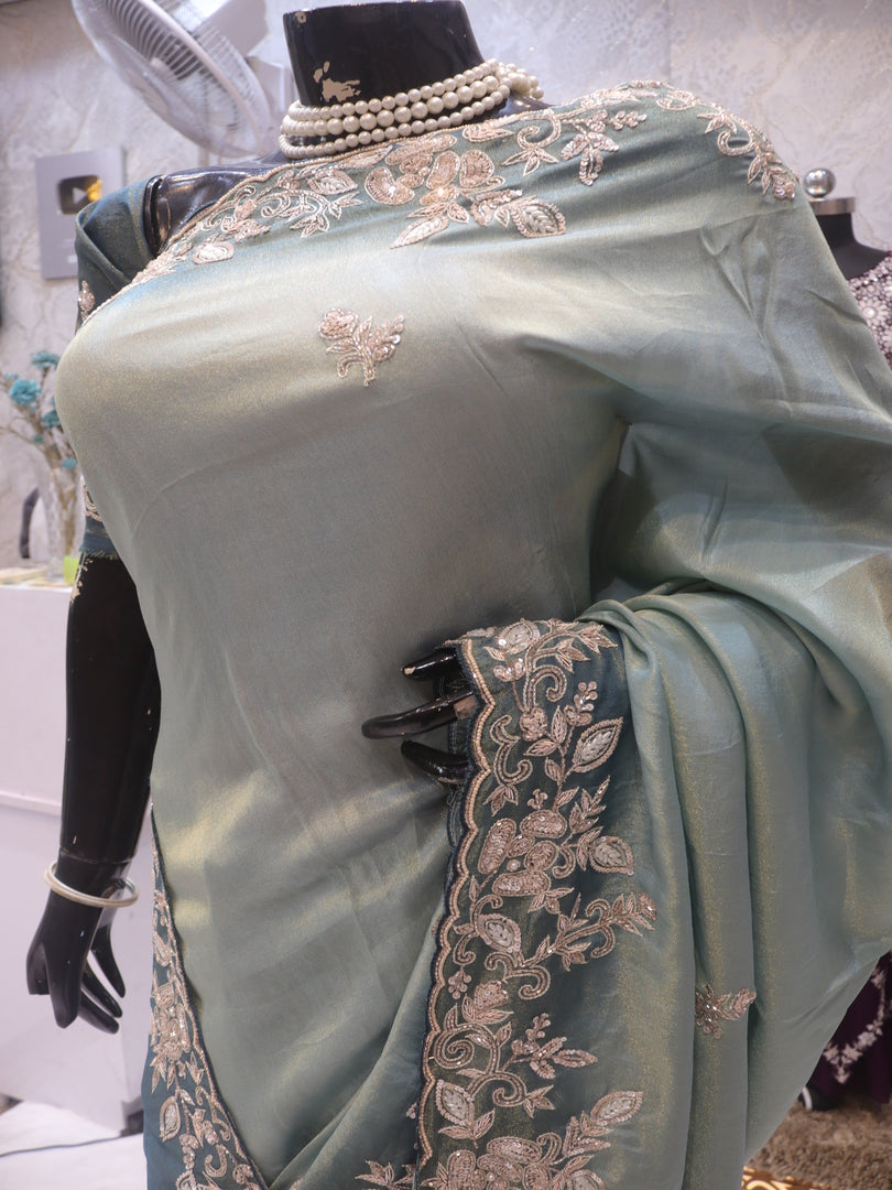 “The Viridian Green” Premium Designer Saree