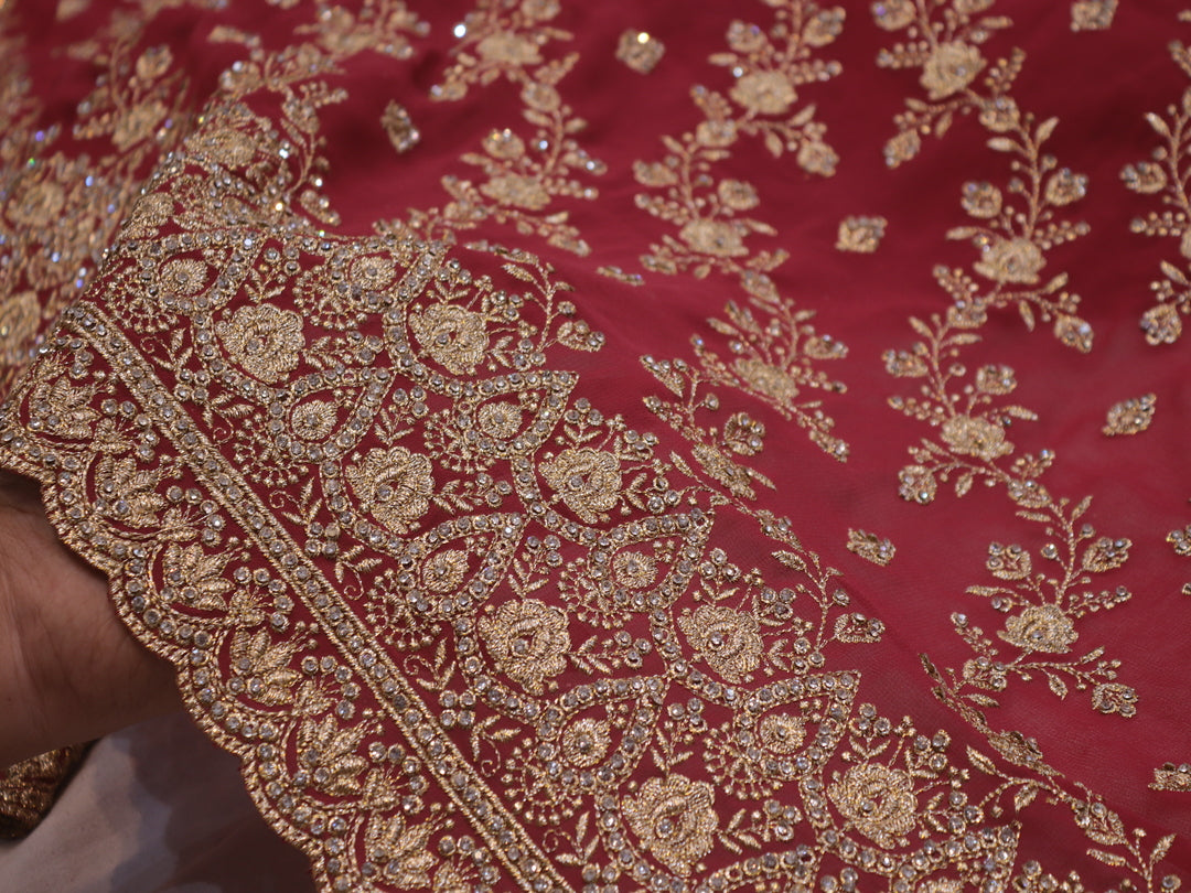 “The Turkish Rose” Premium Designer Saree with Veil