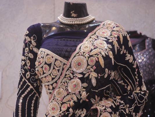 “The Elegant Navy Blue” Premium Designer Saree