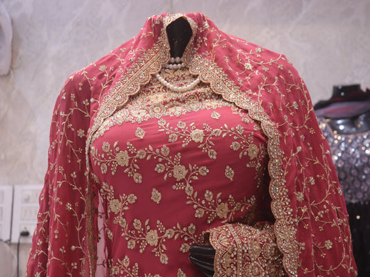 “The Turkish Rose” Premium Designer Saree with Veil