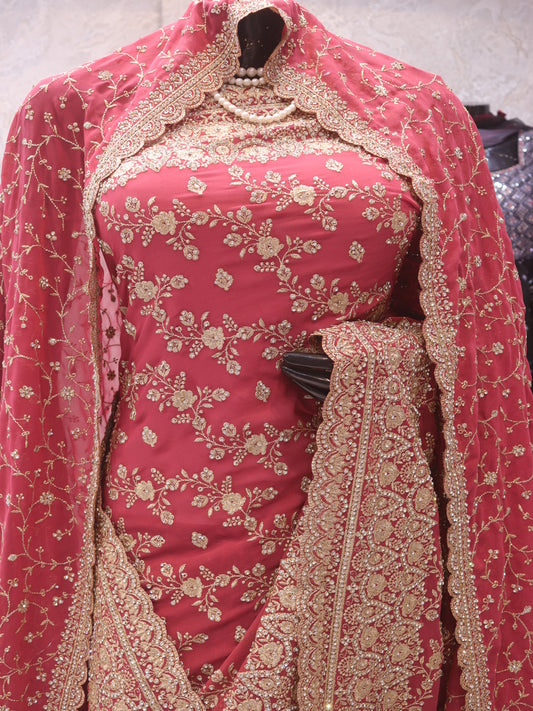 “The Turkish Rose” Premium Designer Saree with Veil