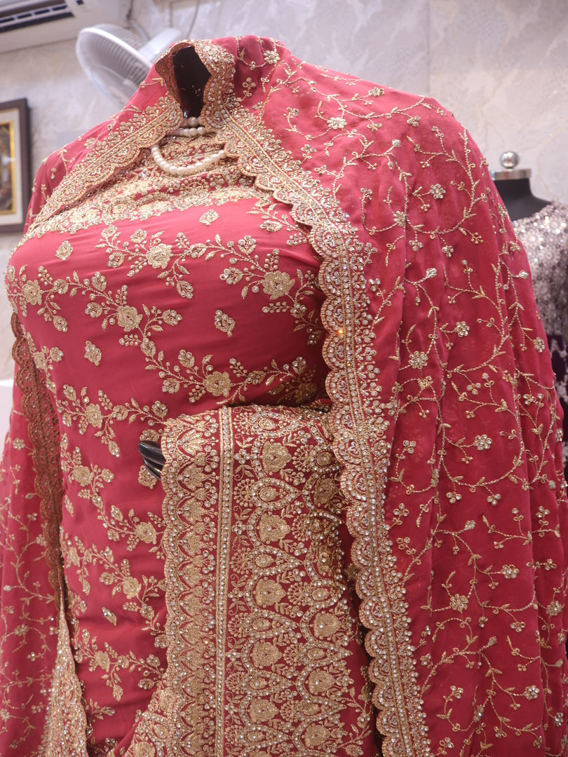 “The Turkish Rose” Premium Designer Saree with Veil