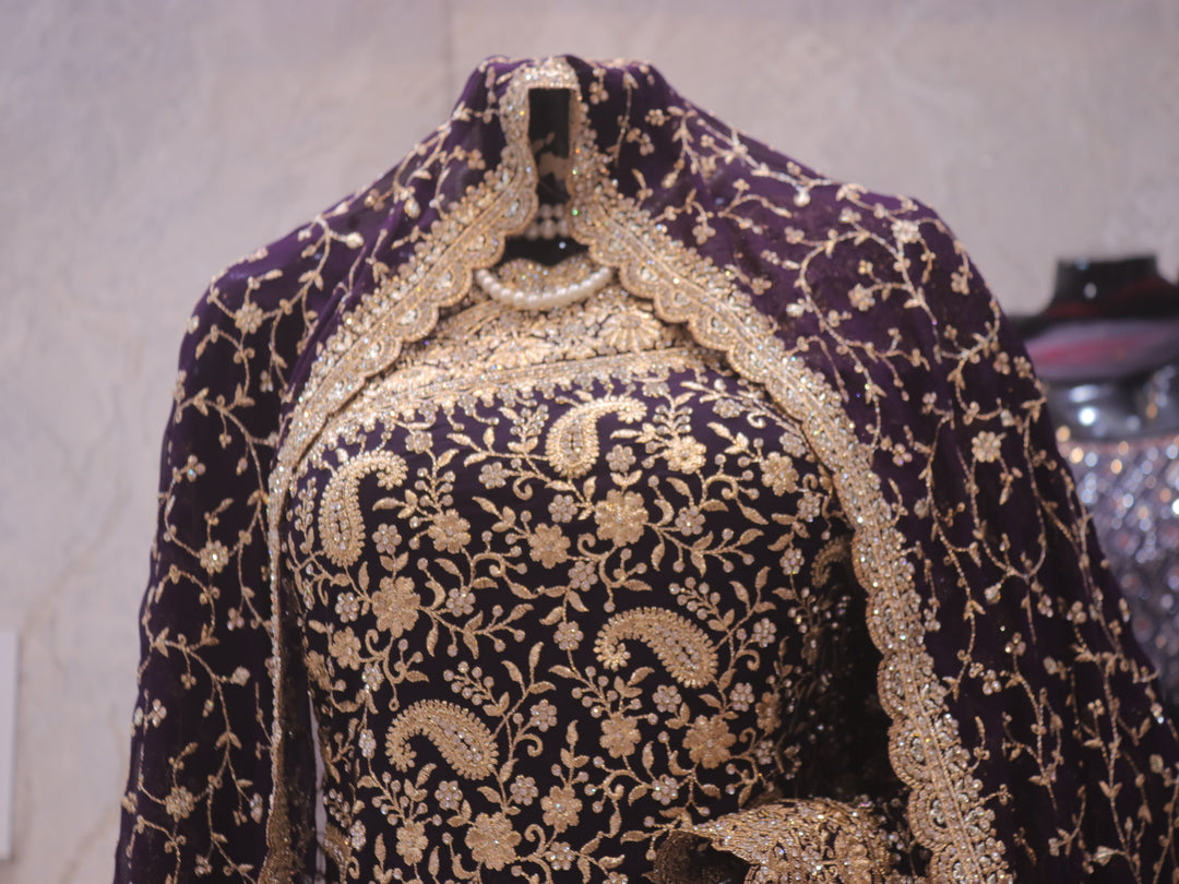 “The True Purple” Premium Designer Saree with Veil