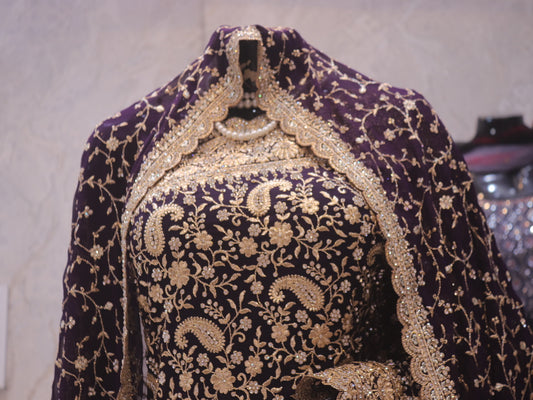 “The True Purple” Premium Designer Saree with Veil