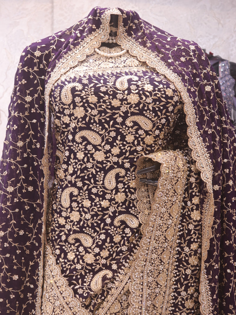 “The True Purple” Premium Designer Saree with Veil