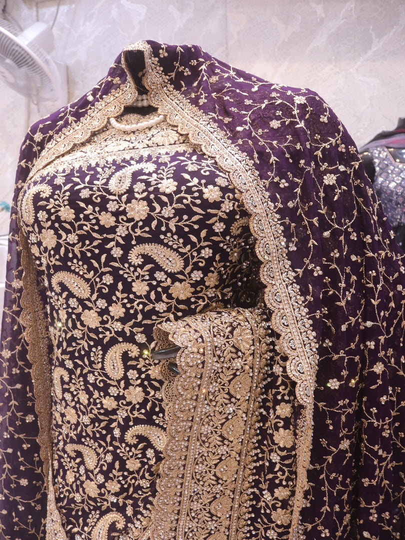“The True Purple” Premium Designer Saree with Veil