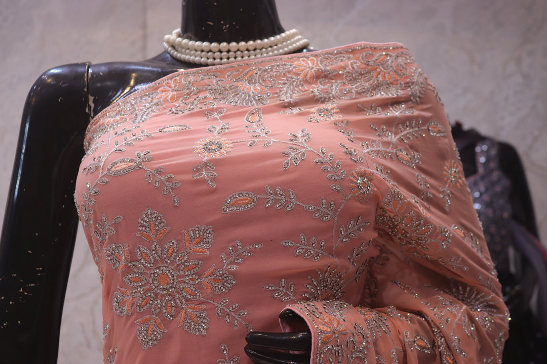 “The Peach Crystal” Premium Designer Saree