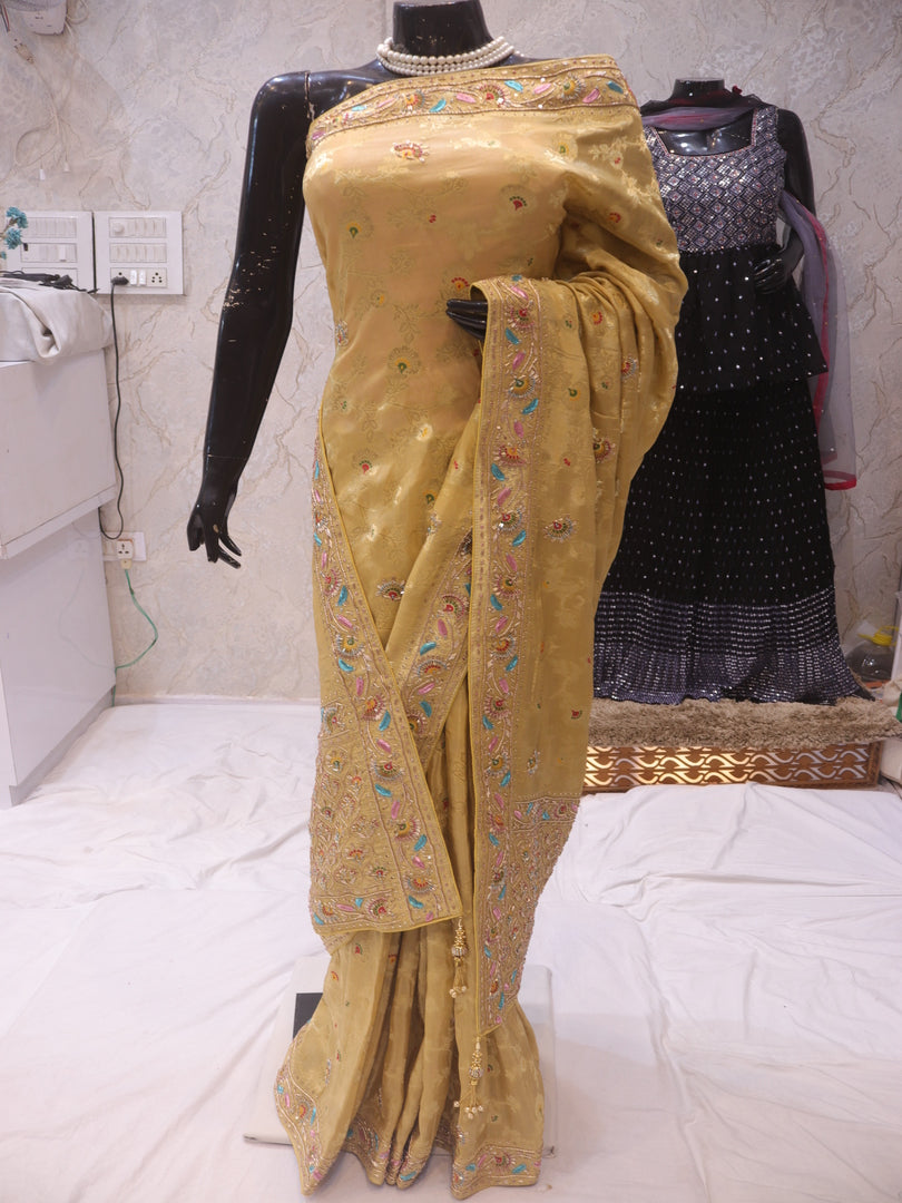“The Mustard Gold” Premium Antique Hand-Crafted Banarasi Silk Saree
