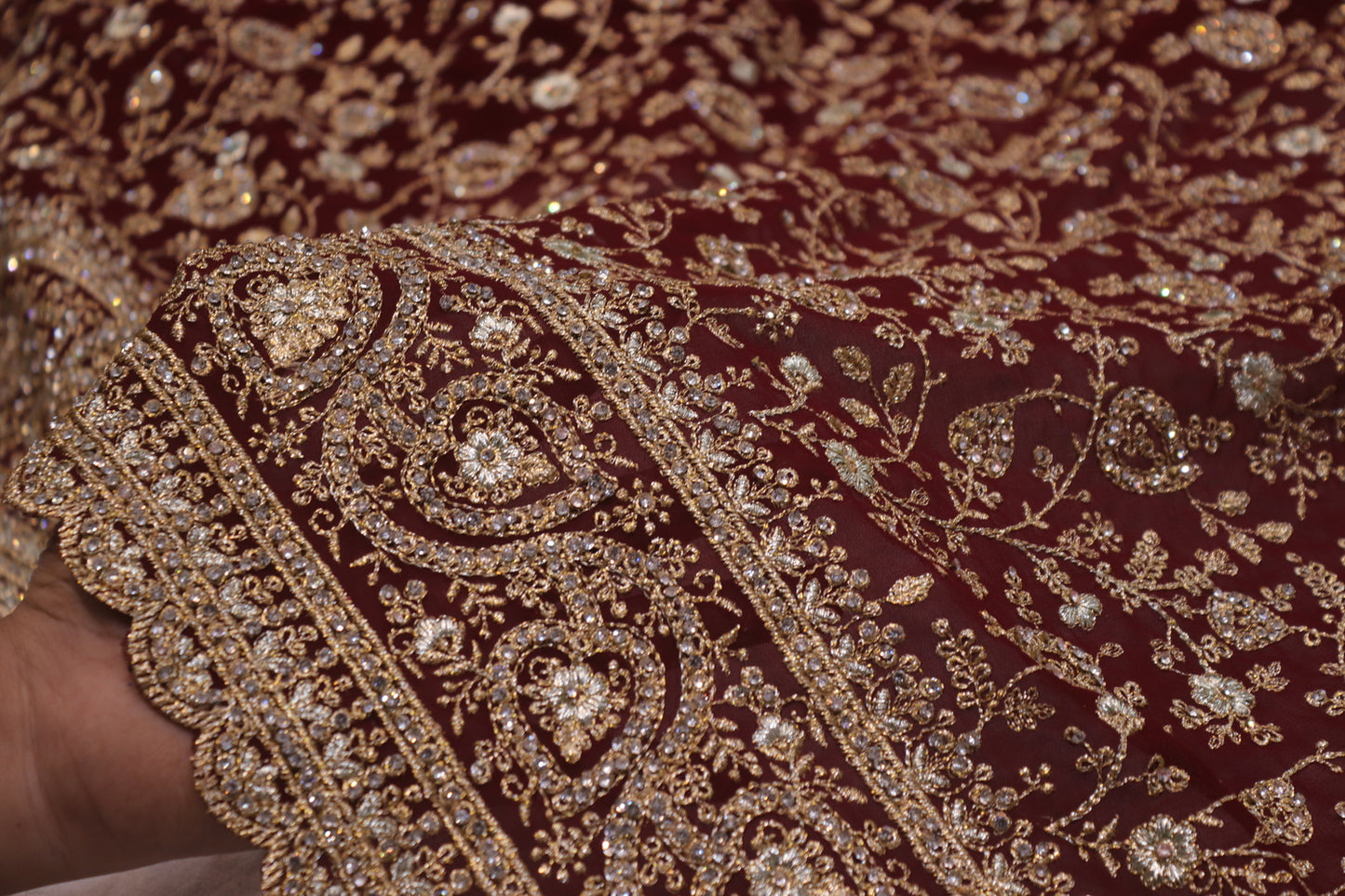 “The Royal Maroon” Premium Designer Saree with Veil