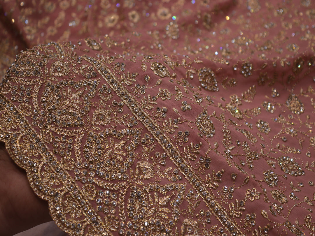 “The Rose Pink” Premium Designer Saree with Veil