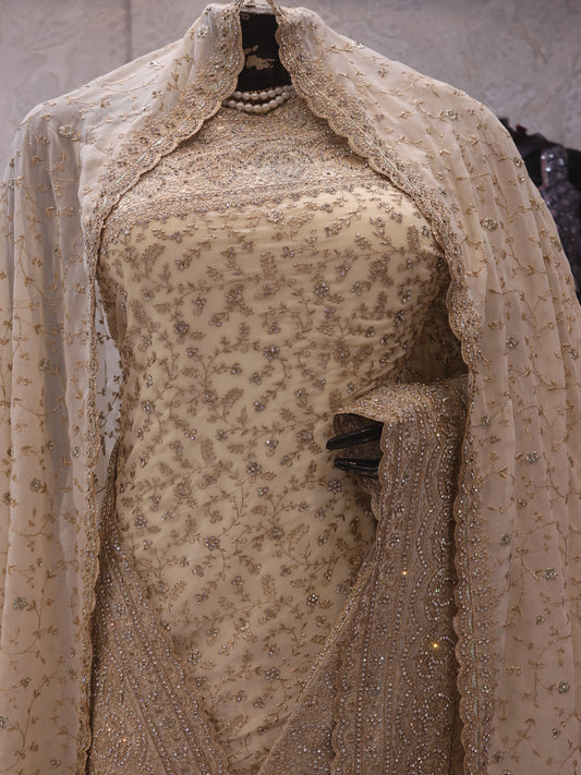 “The Ceramic White” Premium Designer Saree with Veil