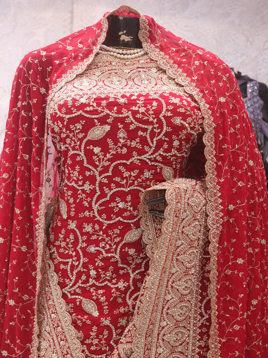 “The Royal Bridal Red” Premium Designer Saree with Veil
