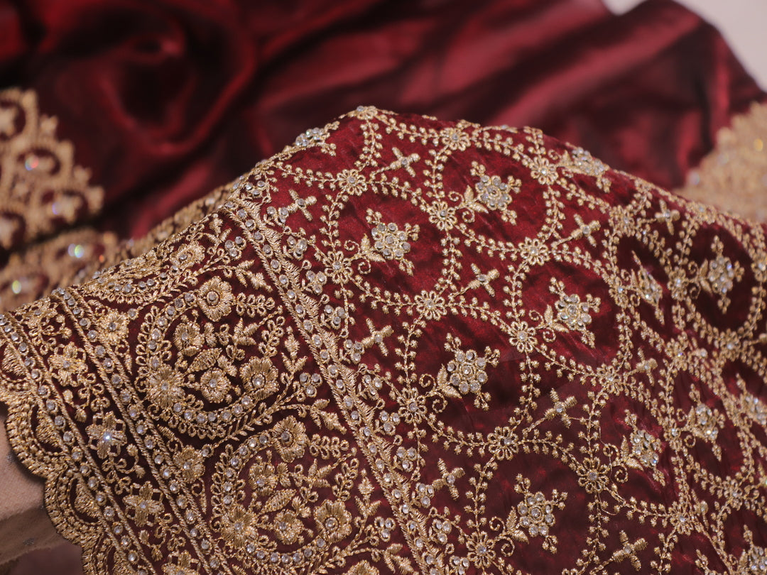 The Royal Maroon” Premium Designer Saree with Veil