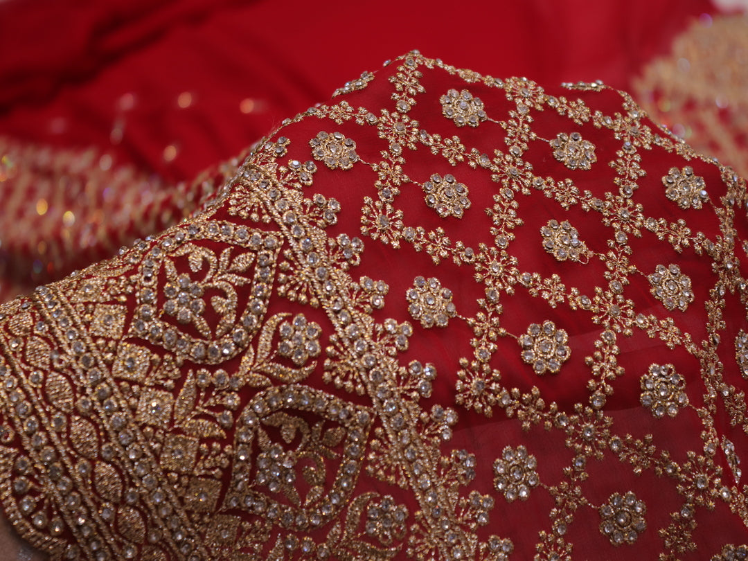 “The Bridal Red” Premium Designer Saree with Veil