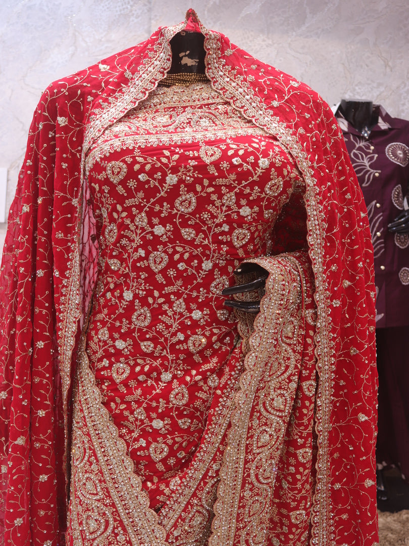 “The Bridal Red” Vol 2 Premium Designer Saree with Veil