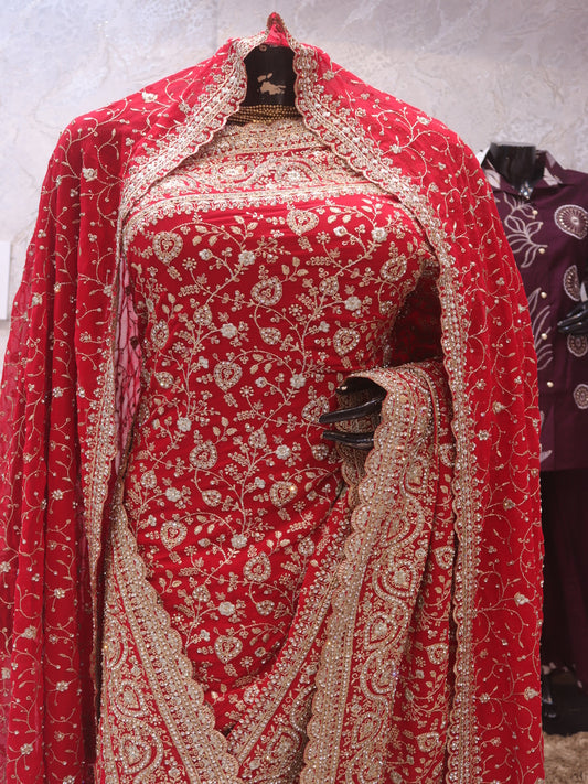 “The Bridal Red” Vol 2 Premium Designer Saree with Veil