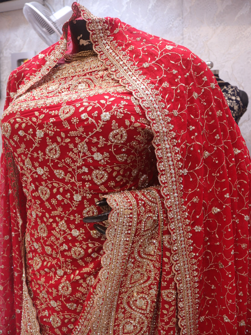 “The Bridal Red” Vol 2 Premium Designer Saree with Veil