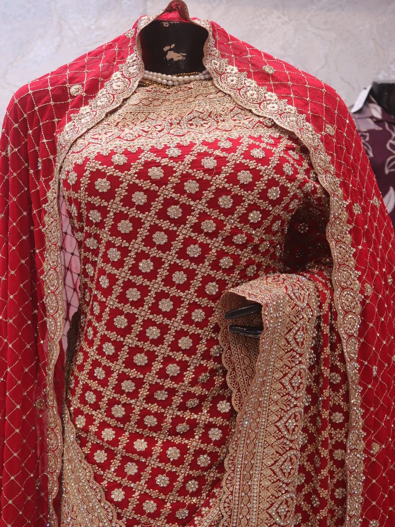 “The Bridal Red” Premium Designer Saree with Veil