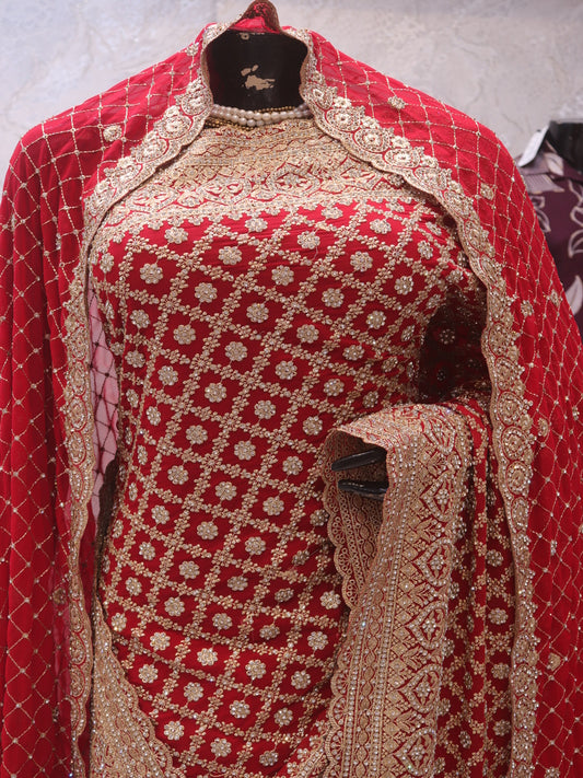 “The Bridal Red” Premium Designer Saree with Veil