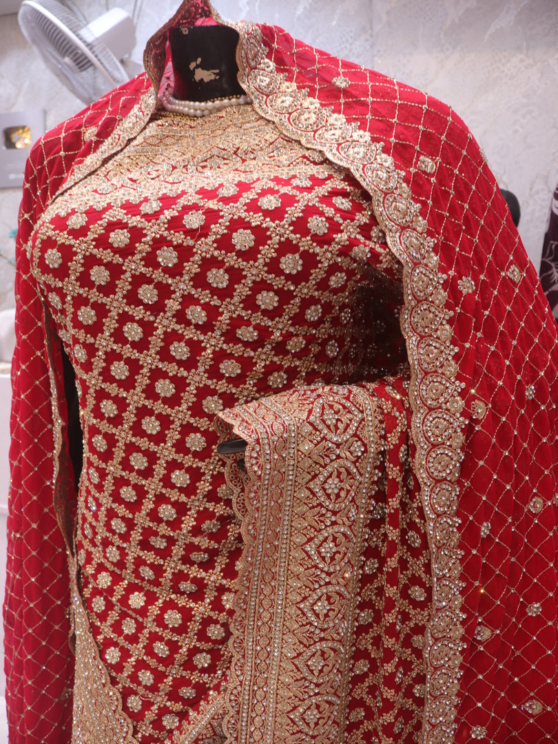 “The Bridal Red” Premium Designer Saree with Veil