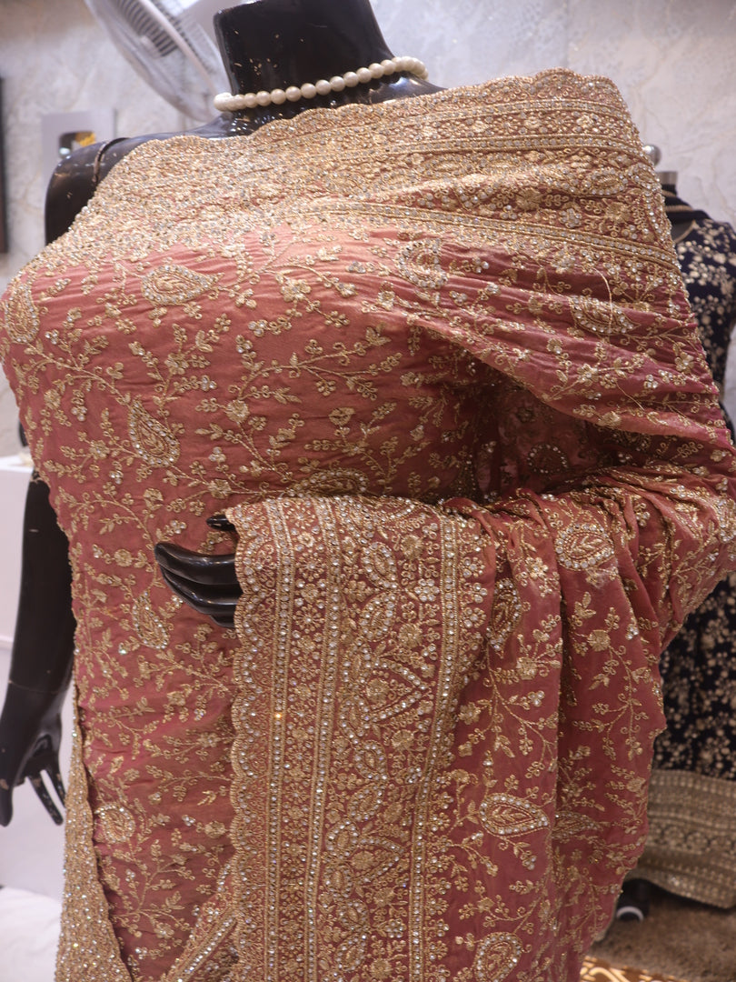 “The Peach Petals” Premium Designer Saree