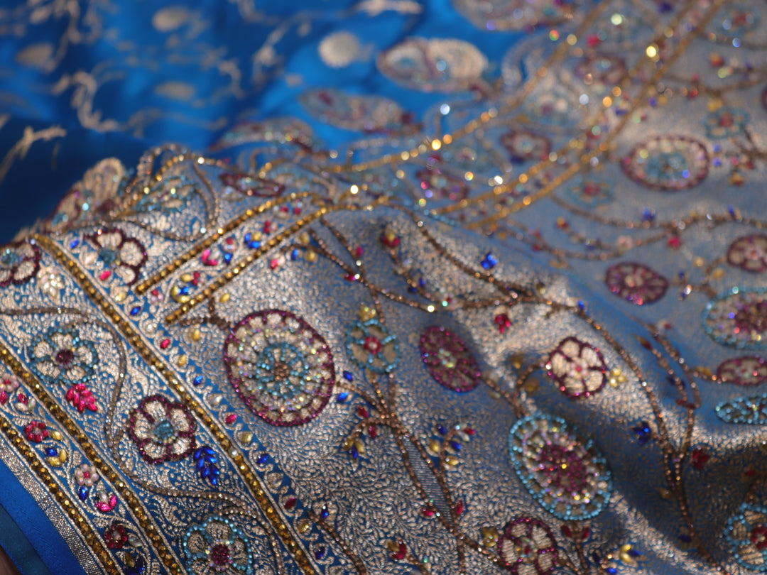 “The Vibrant Cerulean Blue” Premium Banarasi Silk Saree