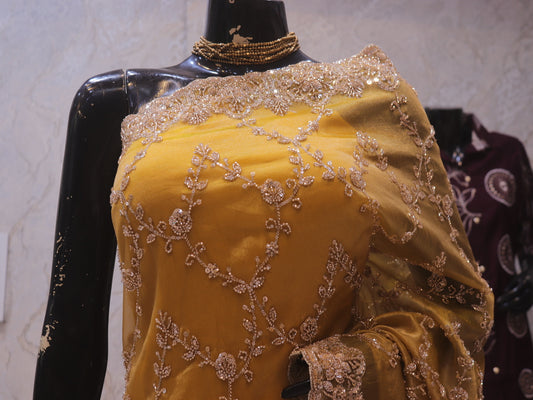 “The Golden Yellow” Premium Designer Saree