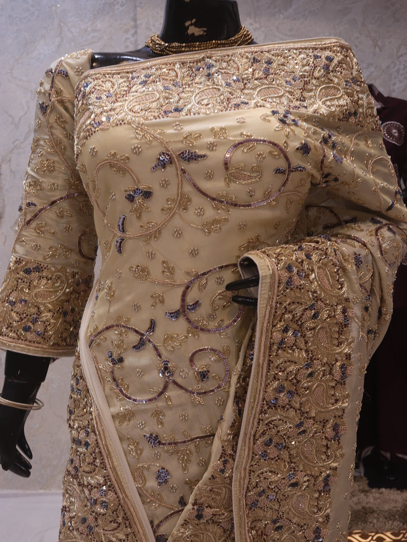 “The Exquisite Floral White” Premium Designer Wedding Wear Saree
