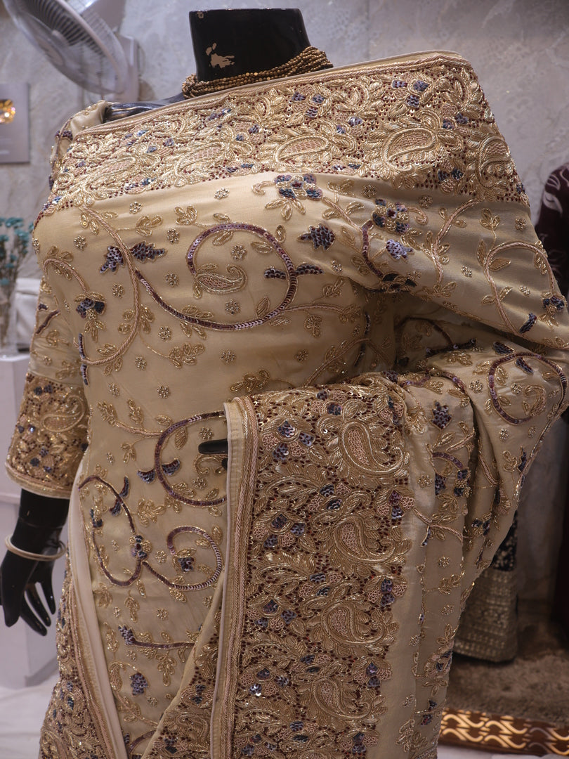 “The Exquisite Floral White” Premium Designer Wedding Wear Saree
