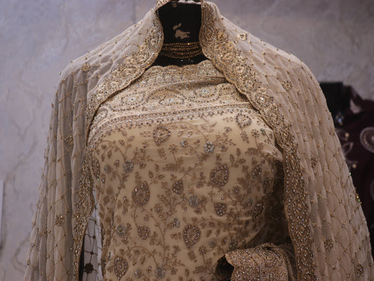 “The Luxury Ceramic White” Premium Designer Saree with Veil