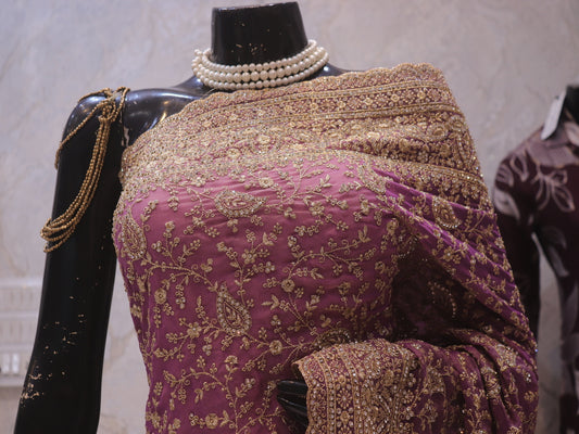 “The Exquisite Onion Pink” Premium Designer Saree