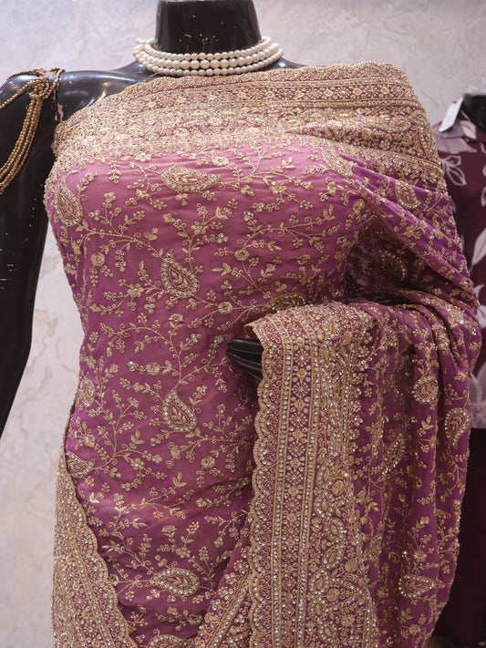 “The Exquisite Onion Pink” Premium Designer Saree