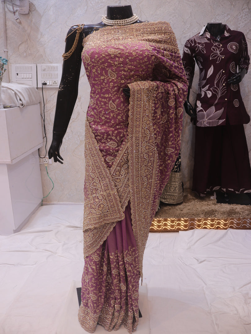 “The Exquisite Onion Pink” Premium Designer Saree