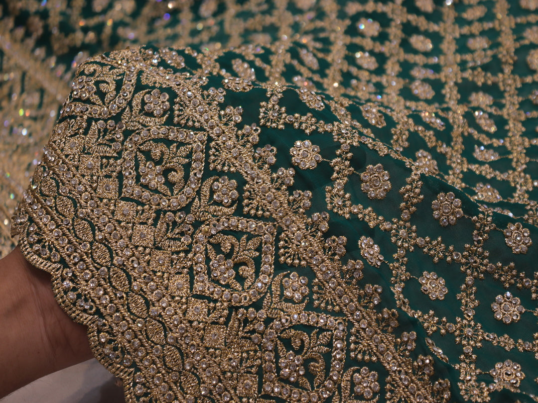 "The Persian Green" Premium Designer Saree with Veil Vol 2