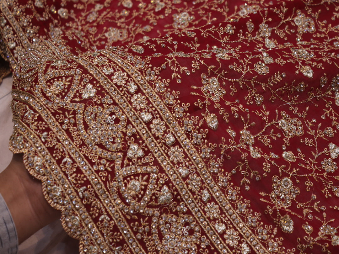 “The Bridal Red” Premium Designer Saree with Veil