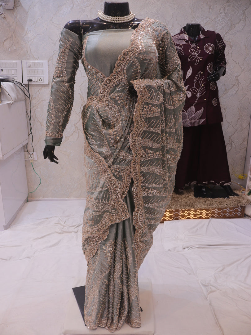 "The Pastel Green" Premium Designer Saree