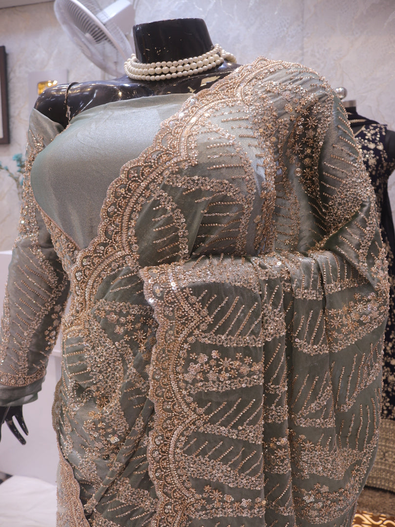 "The Pastel Green" Premium Designer Saree