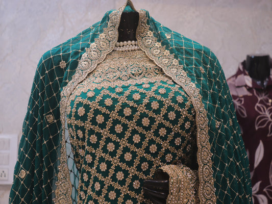 "The Persian Green" Premium Designer Saree with Veil Vol 2