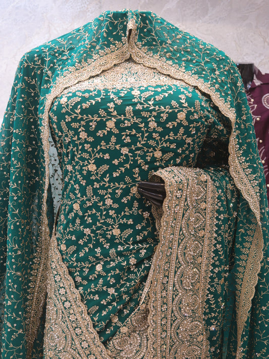 "The Persian Green" Premium Designer Saree with Veil