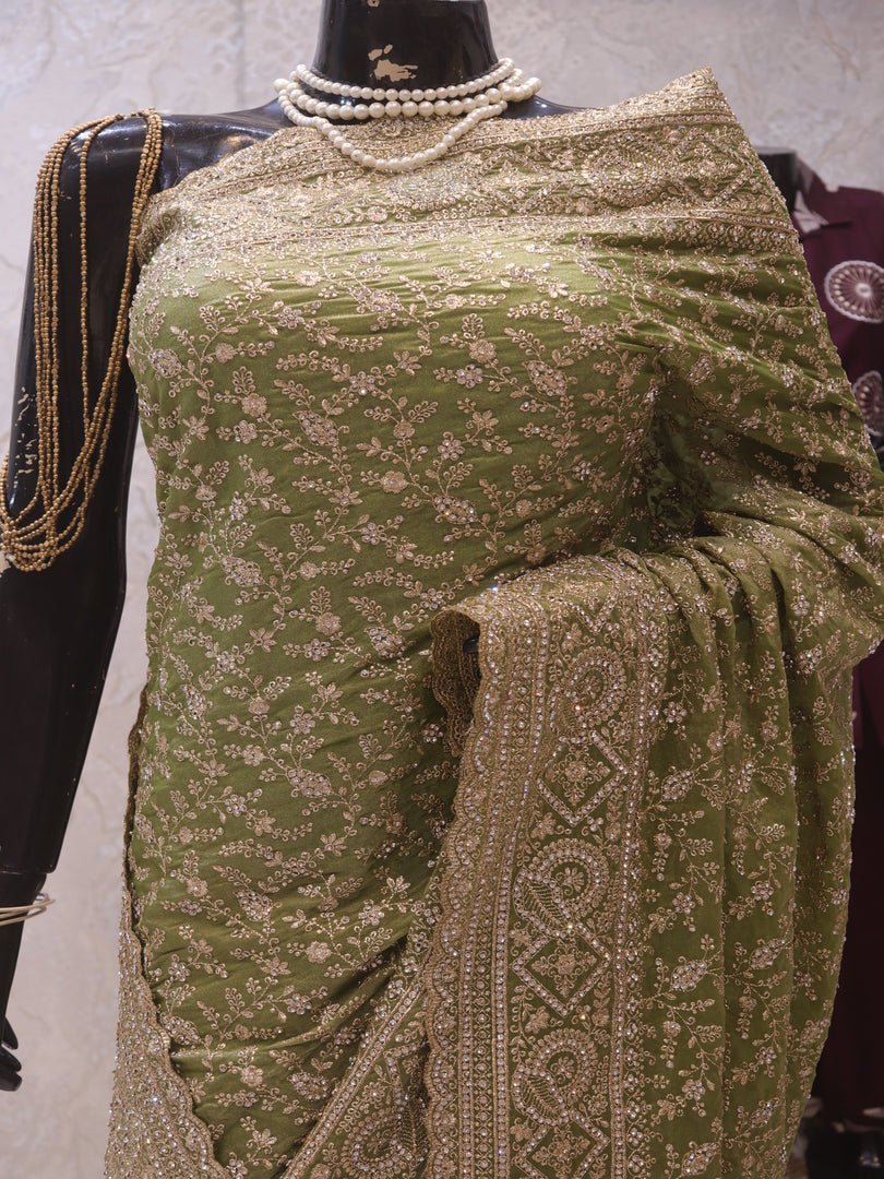 “The Kelly Green” Premium Designer Saree