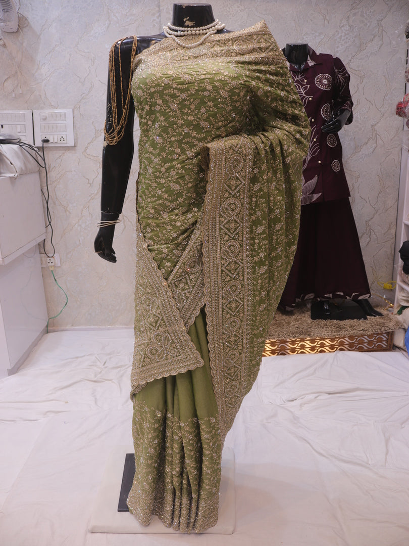 “The Kelly Green” Premium Designer Saree
